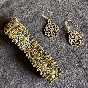Celtic style earring and bracelet set.